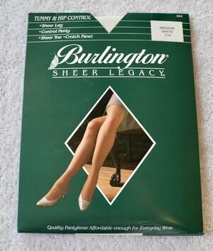 Burlington Sheer Legacy Pantyhose Tummy Hip Control Size Medium White T14